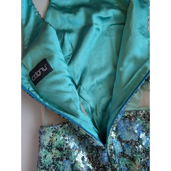 CDGNY by CD Greene Sequined Butterfly Mini Dress Size 4 Green $2250 #2J416 - Picture 7 of 11